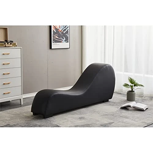 Kingway Furniture Kolar Faux Leather Yoga Chaise Lounge Chair, Relaxation, Streching, In Black 5 Kingway Furniture Kolar Faux Leather Yoga Chaise Lounge Chair, Relaxation, Streching, In Black - Image 3