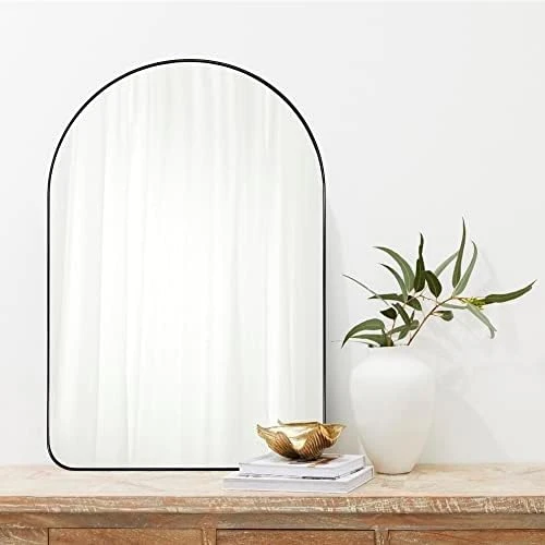 TEEBARN Brushed Nickel Arched Mirror 24x36 Wall Mounted Bathroom Mirror With Metal Frame Arched Top Vanity Mirror For Wall Decor Hangs Vertically 8 TEEBARN Brushed Nickel Arched Mirror 24x36 Wall Mounted Bathroom Mirror With Metal Frame Arched Top Vanity Mirror For Wall Decor Hangs Vertically - Image 6