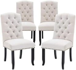 COLAMY Tufted Dining Chairs Set Of 6, Upholstered Parsons Dining Room Chairs, Fabric Kitchen Side Chair With Nailhead Trim And Wood Legs, Beige 19 COLAMY Tufted Dining Chairs Set Of 6, Upholstered Parsons Dining Room Chairs, Fabric Kitchen Side Chair With Nailhead Trim And Wood Legs, Beige -Amazon Store 41VTLTAPlEL. AC