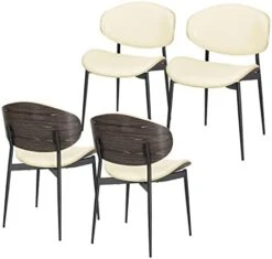 Art Leon Dining Chairs Set Of 4, Walnut Bentwood, Mid Century Modern Chair, Black Faux Leather Kitchen Dining Room Chairs With Metal Legs, Accent Chairs For Bedroom -Amazon Store 41VUQtacX3L. AC