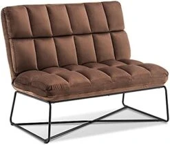 MCombo Loveseat Sofa Couch, Mid-Century Velvet Armless Settee, 2-Seater Upholstered Bench For Living Room Bedroom 4018 (Dark Grey) -Amazon Store 41VV1ZJs1eS. AC