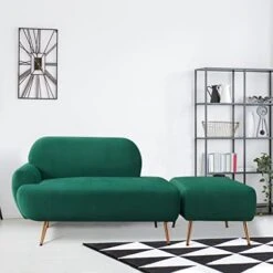 PEIHONGET Chaise Lounge Chair For Bedroom, Velvet Chaise Lounge Indoor Accent Chair With Ottoman 2 In 1 Recliner Sofa Chair Bed With Footrest Reading Chair For Bedroom Apartment Office (Green) -Amazon Store 41VYlstpgFL. AC