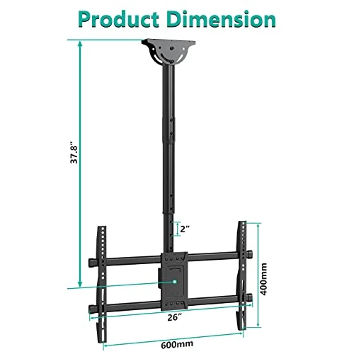 WALI Ceiling TV Mount, Full Motion Adjustable TV Mount Bracket Fits Most Ultrawide LED, LCD, OLED 4K TVs 37 To 70 Inch, Up To 110lbs, VESA 600x400mm (CM3770), Black 5 WALI Ceiling TV Mount, Full Motion Adjustable TV Mount Bracket Fits Most Ultrawide LED, LCD, OLED 4K TVs 37 To 70 Inch, Up To 110lbs, VESA 600x400mm (CM3770), Black - Image 3