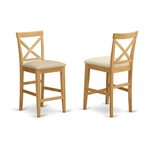 East West Furniture PUBS5-OAK-C 5 Piece Counter Height Dining Set Includes A Square Dinette Table And 4 Linen Fabric Kitchen Dining Chairs, 36x36 Inch, Oak 6 East West Furniture PUBS5-OAK-C 5 Piece Counter Height Dining Set Includes A Square Dinette Table And 4 Linen Fabric Kitchen Dining Chairs, 36x36 Inch, Oak - Image 4