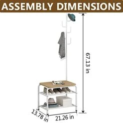 LINZINAR Coat Rack Shoe Bench 3 In 1 Design Hall Tree Storage Bench Industrial Style Coat Tree For Bedroom Living Room Entryway, White 12 LINZINAR Coat Rack Shoe Bench 3 In 1 Design Hall Tree Storage Bench Industrial Style Coat Tree For Bedroom Living Room Entryway, White -Amazon Store 41Vp9WDemWL