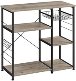 VASAGLE ALINRU Kitchen Cart, Food Storage Shelf With Metal Mesh Basket, Bottle Holder And Storage Shelves, 15.7 X 31.5 X 34.1 Inches, Industrial Style, Rustic Brown UKKS80X -Amazon Store 41VqtC6s69L. AC