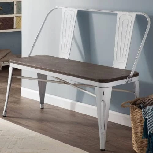 YOLENY Dining Bench, Entryway Bench With Back, Farmhouse Metal Dining Bench, Industrial Mid-Century 3 Person Rustic Spindle Bench, With Wood Seat, Removable Backrest, 42in, Bronze 10 YOLENY Dining Bench, Entryway Bench With Back, Farmhouse Metal Dining Bench, Industrial Mid-Century 3 Person Rustic Spindle Bench, With Wood Seat, Removable Backrest, 42in, Bronze - Image 8