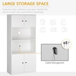 HOMCOM 71" Kitchen Buffet With Hutch, Pantry Storage Cabinet With Shelves, Open Microwave Countertop For Dining Room, Living Room, White -Amazon Store 41VtbpStOlL