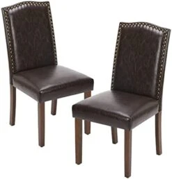 OLIXIS Dining Chairs Set Of 4, Living Room Chairs, Dining Room Chairs, Upholstered Fabric Dining Chairs, Parsons Chairs With Nailhead Trim And Wood Legs, Modern Armless Kitchen Side Chair, Dark Brown -Amazon Store 41W1ketIkeL. AC