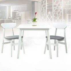 Yumiko Solid Wood Square Dining Table Kitchen Modern, White Color 9 Yumiko Solid Wood Square Dining Table Kitchen Modern, White Color -Amazon Store 41W3OMWAumL