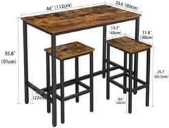 Dining Table And Chairs Set Bar Table Set, Bar Table With 2 Stools, 3-Pcs Dining Table Set, Kitchen Counter With Bar Chairs, Industrial For Kitchen, Living Room, Party Room, Rustic Brown And Black -Amazon Store 41W5g3RRp0L