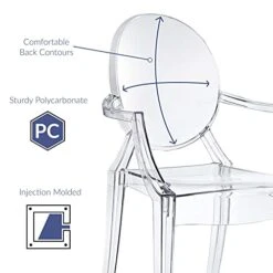 Modway Casper Modern Acrylic Stacking Kitchen And Dining Room Arm Chair In Clear - Fully Assembled -Amazon Store 41W7NhUOSSS