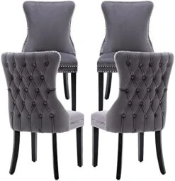 KCC Velvet Dining Chairs Set Of 4, Tufted Upholstered Wingback High-end Dining Kitchen Chair With Nailhead Solid Wood Legs, Contemporary Nikki Collection Modern Style, Beige 30 KCC Velvet Dining Chairs Set Of 4, Tufted Upholstered Wingback High-end Dining Kitchen Chair With Nailhead Solid Wood Legs, Contemporary Nikki Collection Modern Style, Beige -Amazon Store 41WDvwFf vL. AC