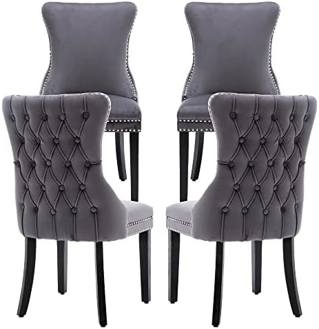 KCC Velvet Dining Chairs Set Of 4, Tufted Upholstered Wingback High-end Dining Kitchen Chair With Nailhead Solid Wood Legs, Contemporary Nikki Collection Modern Style, Beige 16 KCC Velvet Dining Chairs Set Of 4, Tufted Upholstered Wingback High-end Dining Kitchen Chair With Nailhead Solid Wood Legs, Contemporary Nikki Collection Modern Style, Beige - Image 14