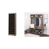 Prepac 36 Pair Shoe Storage Rack, Drifted Gray & 24 Shoe Cubby Wide Hall Tree With Bench & Coat Hooks, 60" W X 77" H X 15. 5" D, Drifted Gray -Amazon Store 41WFxg7H96L