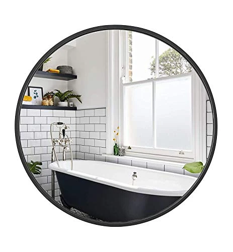 Mazatzal 32IN Wall Mirror Large Round Mirror Brushed Aluminum Framed Big Circle Mirror Black Bathroom Mirror Wall Décor For Living Room Bedroom Entryways 3 Mazatzal 32IN Wall Mirror Large Round Mirror Brushed Aluminum Framed Big Circle Mirror Black Bathroom Mirror Wall Décor For Living Room Bedroom Entryways