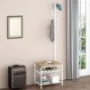 LINZINAR Coat Rack Shoe Bench 3 In 1 Design Hall Tree Storage Bench Industrial Style Coat Tree For Bedroom Living Room Entryway, White -Amazon Store 41WGrQRllWL