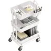 Simple Houseware 3-Tier Kitchen Cart Multifunctional Rolling Utility Cart With 2 Dividers And Hanging Bucket, White -Amazon Store 41WHFkfzrmL
