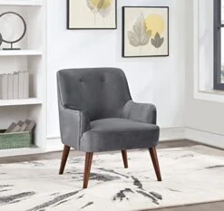 OSP Home Furnishings Chatou Accent Chair With Cordovan Legs, Charcoal