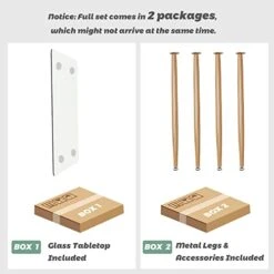 Tangkula Glass Dining Table, Modern Rectangular Table With Spacious Tempered Glass Tabletop & Wood Grain Steel Legs, Simplistic Kitchen Table, 51 X 27.5 X 29.5 Inch, Versatile Table For Home Office -Amazon Store 41WJ0A3walL