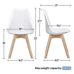 Yaheetech 4pcs Dining Chairs Upholstered Modern Chair With Soft Padded Seat DSW Eiffel Inspired Chair Accent Shell Chair With Beech Wood Legs For Home And Restaurant, White -Amazon Store 41WJL8nQGrL