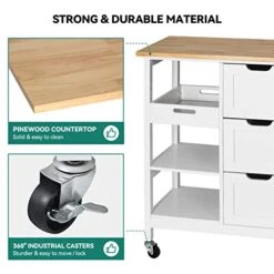 YITAHOME Kitchen Island Cart With Storage, Kitchen Cart For Home, Rolling Serving Utility Trolley Cart On Wheel With 3 Drawers And 3 Storage Shelves, Kitchen Serving Cart For Dining Room, Bar, White 12 YITAHOME Kitchen Island Cart With Storage, Kitchen Cart For Home, Rolling Serving Utility Trolley Cart On Wheel With 3 Drawers And 3 Storage Shelves, Kitchen Serving Cart For Dining Room, Bar, White -Amazon Store 41WJrf528zL