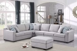 Asunflower Sectional Couches For Living Room Modular Sectional Sofa Ottoman Set 6 Seater Fabric Grey Couches L Shape Sectional Furnitures For Apartment,Large (6 Pillows)