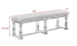 Benjara Farmhouse Style Bench With Padded Seating And Turned Pedestal Base, Gray -Amazon Store 41WR65DYrFL