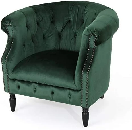 Christopher Knight Home Akira Velvet Club Chair, Emerald 29.6D X 33W X 30.25H In 7 Christopher Knight Home Akira Velvet Club Chair, Emerald 29.6D X 33W X 30.25H In - Image 5