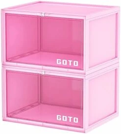 GOTO 2 Packs Of Shoe Storage Boxes, Clear Plastic Side Opening Sneaker Box, Stackable Shoe Organizer, Multi-Function Storage Box, Sneaker Display Case Fit Up To US Male Size 13 (WHITE) -Amazon Store 41WVV6iisWL. AC