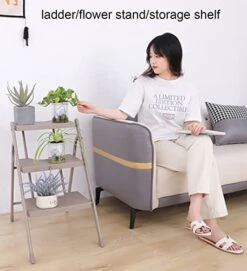 GENERIC 3-Step Steel Ladder Folding Step Ladder With Wide Anti-Slip Pedal Multipurpose Step Ladder Flower Stand Shelf Organizer For Household Kitchen Office 330lbs Load Capacity (Color : Bruin) 19 GENERIC 3-Step Steel Ladder Folding Step Ladder With Wide Anti-Slip Pedal Multipurpose Step Ladder Flower Stand Shelf Organizer For Household Kitchen Office 330lbs Load Capacity (Color : Bruin) -Amazon Store 41WXuYXC7aL