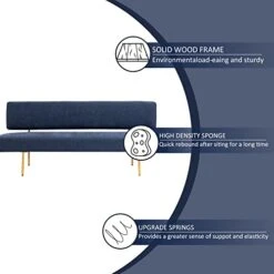 MOJAY Modern Fabric Linen Armless Love Seats Sofa, Couch For Living Room Furniture With Golden Legs For Bedroom,Small Spaces -Amazon Store 41WYWIOWxNL