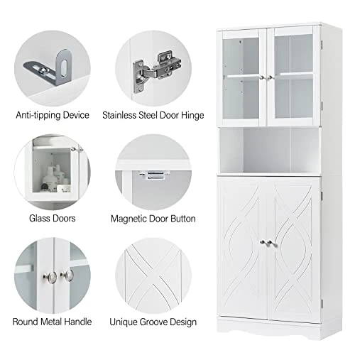 Hayiodda 64" Kitchen Pantry Storage Cabinet, Food Pantry Cabinet With Glass Doors & Adjustable Shelves For Kitchen, Dining Room, Bathroom 7 Hayiodda 64" Kitchen Pantry Storage Cabinet, Food Pantry Cabinet With Glass Doors & Adjustable Shelves For Kitchen, Dining Room, Bathroom - Image 5