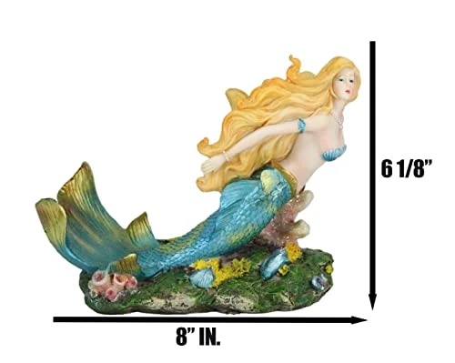 Ebros Nautical Coastal Beach Colorful Blonde Mermaid With Shimmering Blue Tail Swimming By Corals Wine Holder Display Figurine Resin Sea Siren Kitchen Decor Party Centerpiece Ocean Reef Nymph Statue 6 Ebros Nautical Coastal Beach Colorful Blonde Mermaid With Shimmering Blue Tail Swimming By Corals Wine Holder Display Figurine Resin Sea Siren Kitchen Decor Party Centerpiece Ocean Reef Nymph Statue - Image 4