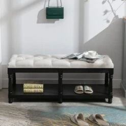 Janoray Farmhouse Storage Bench Wooden Entryway Linen Upholstered Ottoman Button Tufted Bench For Bedroom End Of Bed Hallway Organizer, Beige, 32 Inch 25 Janoray Farmhouse Storage Bench Wooden Entryway Linen Upholstered Ottoman Button Tufted Bench For Bedroom End Of Bed Hallway Organizer, Beige, 32 Inch -Amazon Store 41WgEVbuBYL. AC