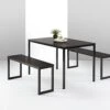 Zinus Louis Modern Studio Collection Soho Dining Table With Two Benches (3 Piece Set) - Espresso -Amazon Store 41WgX1bFlXL
