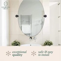 Hamilton Hills 24x36 Inch Frameless Oval Pivot Wall Mirror With Brushed Chrome Rounded Wall Brackets | Large Circular Tilt & Pivoting Bathroom Mirror | Bedroom, Farmhouse Hanging Wall-Mounted Vanity 11 Hamilton Hills 24x36 Inch Frameless Oval Pivot Wall Mirror With Brushed Chrome Rounded Wall Brackets | Large Circular Tilt & Pivoting Bathroom Mirror | Bedroom, Farmhouse Hanging Wall-Mounted Vanity -Amazon Store 41Wmx4TjmnL