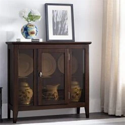 BOWERY HILL Curio Cabinet In Chocolate Oak