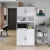 Bellemave Kitchen Pantry Storage Cabinet With Doors And Adjustable Shelves Freestanding Buffet With Hutch Microwave Stand With Drawer For Home&Office, White