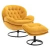 LoLado Velvet Chaise Lounge Indoor Cozy Oversized Swivel Reading Chair With Footrest, Yellow -Amazon Store 41WrMhRpDDS