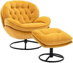 LoLado Velvet Chaise Lounge Indoor Cozy Oversized Swivel Reading Chair With Footrest, Yellow -Amazon Store 41WrMhRpDDS. AC