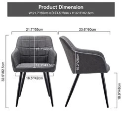 CLIPOP Upholstered Modern Dining Chair Set Of 4, Faux Leather Kitchen Armchair With Padded Seat, Armrest, Heavy Duty Metal Leg, Leisure Side Chair For Living Room Lounge Cafe, Light Grey -Amazon Store 41X39lZZhPL