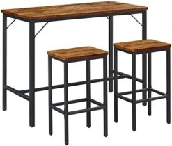 SUPERJARE Bar Table Set, Bar Table And Chairs Set, 3-Piece Dining Table Set, Bar Height Counter With 2 Stools, Industrial Breakfast Table Set For Kitchen, Living Room - Rustic Brown -Amazon Store 41X5bmembAL. AC