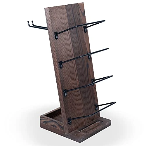 Rustic State Rueda Tabletop Wine Rack For 4 Bottles With 2 Stemware Glass Holder And Cork Storage Countertop Tray Freestanding Bar Organizer, Walnut 7 Rustic State Rueda Tabletop Wine Rack For 4 Bottles With 2 Stemware Glass Holder And Cork Storage Countertop Tray Freestanding Bar Organizer, Walnut - Image 5