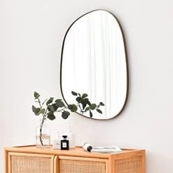 Asymmetrical Mirror For Wall Decor 23"*30", Modern Brass Framed Wall Mirror For Living Room Bathroom Bedroom Entryway ELE-STOU-0064G -Amazon Store 41X94XWsrlS. AC