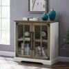 Okvnbjk Coffee Bar Cabinet, 32 Inch Accent Cabinet/Buffet Cabinet With Adjustable Shelves For Kitchen/Sideboard (Barnwood/White)