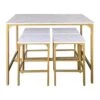 AT-VALY 5-Piece Bar Table Set With 4 Stools,Dining Room Table Set,Small Spaces (Gold & White) -Amazon Store 41XGDIRBVmL