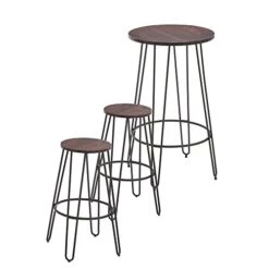 NOBPEINT 3 Piece Bar Table Set 2 Stools Bistro Pub Kitchen Dining Furniture, Rustic Brown 10 NOBPEINT 3 Piece Bar Table Set 2 Stools Bistro Pub Kitchen Dining Furniture, Rustic Brown -Amazon Store 41XHBCAayzL