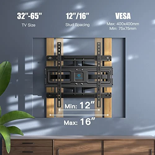 PERLESMITH TV Wall Mount Full Motion For 32-65 Inch Flat Curved Screen TVs, TV Mount With Swivels Tilts Extension Dual Articulating Bracket Arms Supports TV Up To 99 Lbs Max VESA 400x400,PSMFK9 4 PERLESMITH TV Wall Mount Full Motion For 32-65 Inch Flat Curved Screen TVs, TV Mount With Swivels Tilts Extension Dual Articulating Bracket Arms Supports TV Up To 99 Lbs Max VESA 400x400,PSMFK9 - Image 2