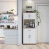 GENERIC Tall Coffee Bar White Farmhouse Modern Contemporary Laminate MDF Includes Hardware -Amazon Store 41XQR1KKHDL